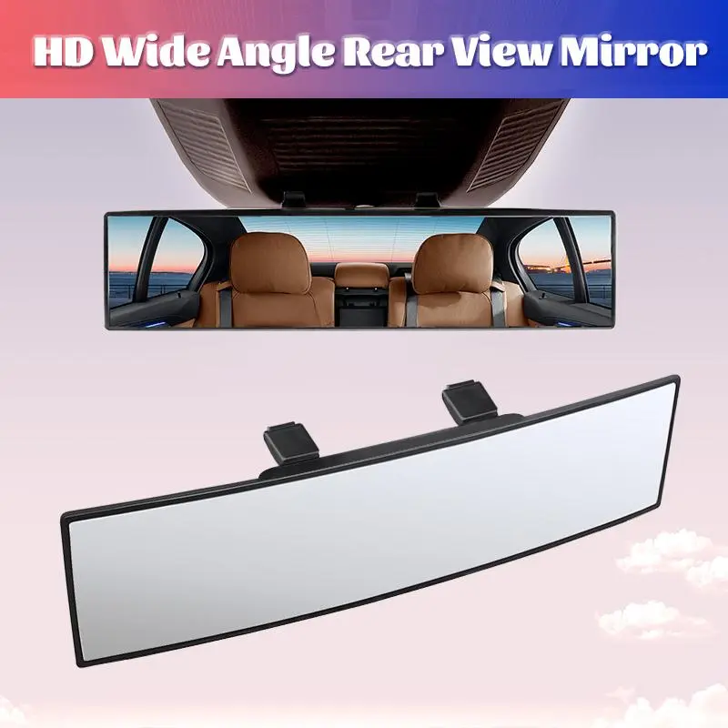 Universal 11.81 Inch Panoramic Convex real view Mirror, Interior Clip-on Wide Angle to Reduce Blind Spot Effectively for Car SUV Trucks Clear Visibility Safety Install Rearview High Definition