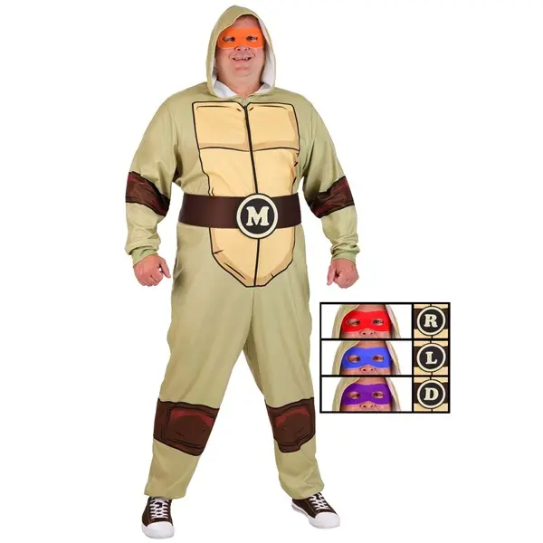 Plus Size Teenage Mutant Ninja Turtles Hooded Jumpsuit Costume for Adults