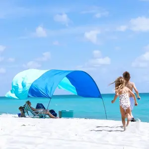 150 Sq. Ft. Wind-Powered Beach Shade Canopy - High Quality, Lightweight (4 lbs), Easy Setup in 3 Minutes, Blue Perfect for Family Outings and Relaxation bed tent 3-4 person sun shelter