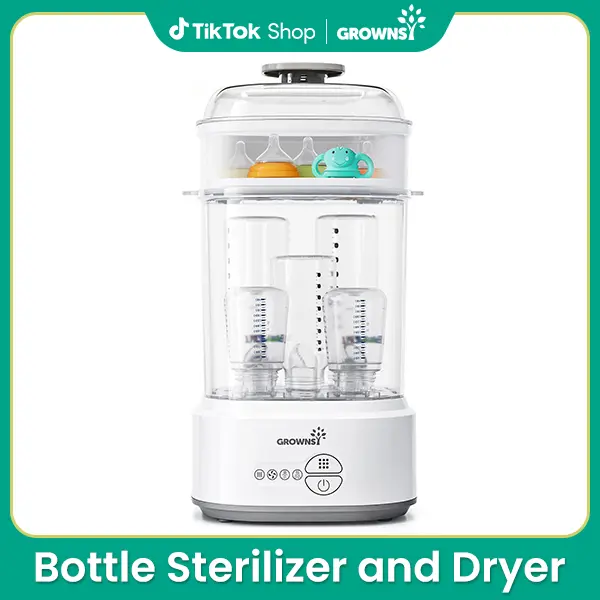 Grownsy Bottle Sterilizer and Dryer, Compact Electric Steam Baby Bottle Sterilizer, Bottle Sanitizer for Baby Bottles, Pacifiers, Pump Parts，Baby Product bottle washer./916