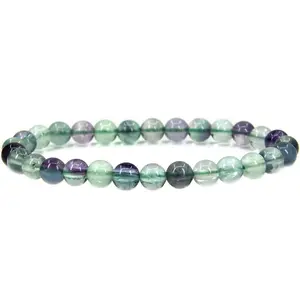Natural AA Clear Green Fluorite Gemstone 6mm Round Beads Stretch Bracelet 7" Unisex