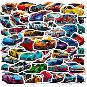 50 cool racing car stickers,  cartoon trendy personalized DIY supercar racing graffiti stickers, Car Decal