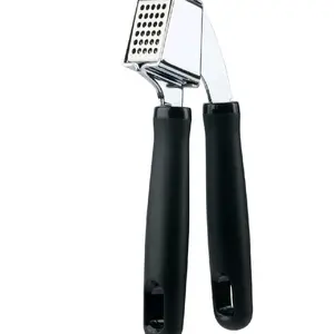 7.7in Ergonomic Lightweight Stainless Steel Garlic Press with Black Handles for Easy Use