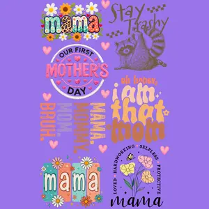 Mother’s Day DTF Design Bundle  Ready-to-press Mother’s Day transfers with colorful mama graphics, fun sayings, floral details, and trendy mom designs. Perfect for tees, hoodies, tote bags, and gifts.