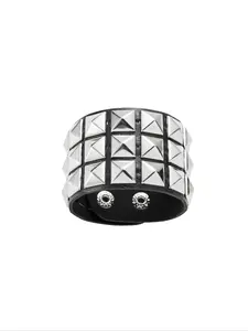 1/2PCS Punk Style Unisex Stackable Bracelet Set with Three Rows of Square Pieces - Geometric Elements and Minimalist Design - Versatile Accessory, Punk Style Jewelry, Fashion Cool Accessories