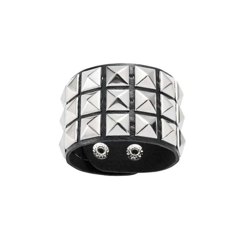 1/2PCS Punk Style Unisex Stackable Layered Bracelet Set with Three Rows of Square Pieces - Geometric Elements and Minimalist Design - Versatile Accessory, Punk Style Jewelry, Fashionable Jewelry Accessories, Fashion Cool Accessories, Bracelets Stack