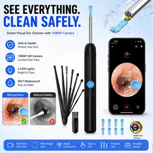 Ear Wax Removal Tool, 1080P Ear Cleaner with Camera, Rechargeable Ear Cleaning Kit with 6 Ear Picks for Easy Ear Care