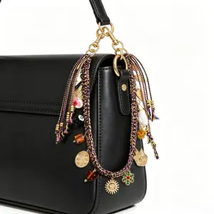 Boho 8-Ball Sun Charm Bag Strap – Handwoven Tassel Alloy Pendant Bag Accessory for Crossbody & Shoulder Bags
