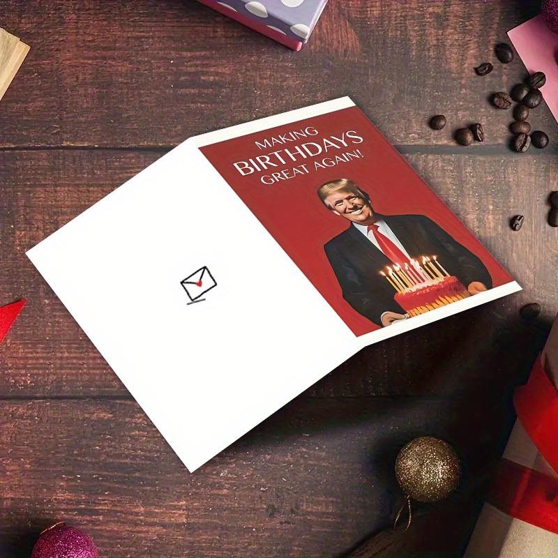 3pcs Birthday Greeting Card Set with Envelope & Love Stickers - "Making Birthdays Great Again" Donald -Themed Party Decorations, Red & Golden Celebration Cards for Supporters, Political Humor Gifts
