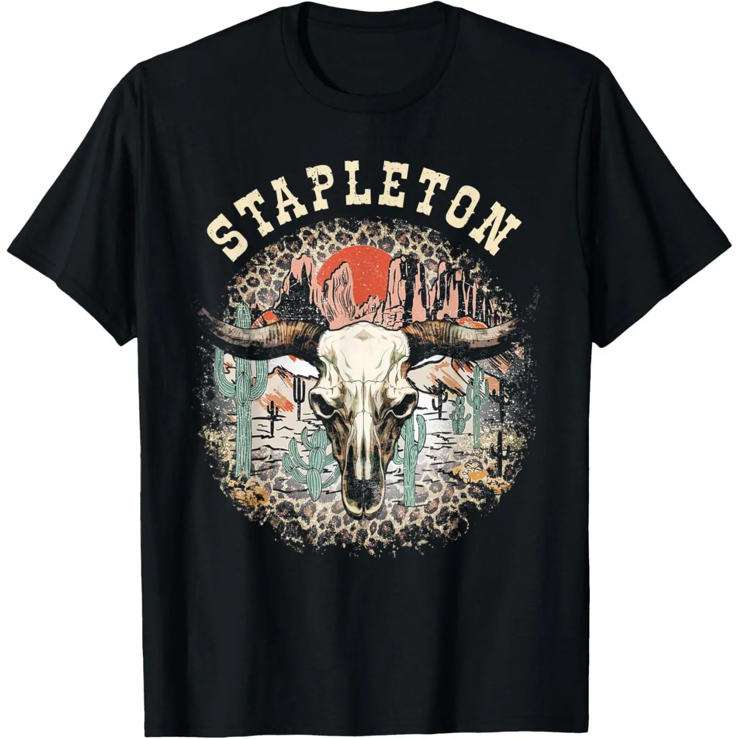 Vintage Stapleton Cactus Western Deserts Funny Cow & Leopard T-Shirt