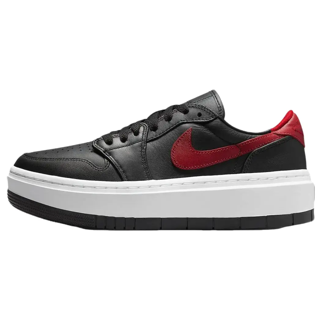 Nike Air Jordan 1 Elevate Low 'Black Gym Red' Women's Round Toe Laces All Seasons Premium Leather Platform Sole Comfortable Sneaker, Shoe, Sports Shoes, Lace-Up, Everyday Stability, Height-Boosting Design, Streetwear Sneaker, Premium Upper, Lifted Look, C
