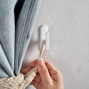 8pcs Easy-Install No-Drill Curtain Hooks - Adhesive Holdback for Door & Shower Curtains, Perfect for Smooth Drywall Surfaces, Bathroom Accessory