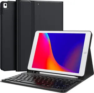 Keyboard Case for iPad 9th Generation 2021 10.2 Inch, Detachable  with Pencil Holder Stand Folio Keyboard Cover for iPad 9th Gen/8th Gen/7th Gen 10.2" (Black)