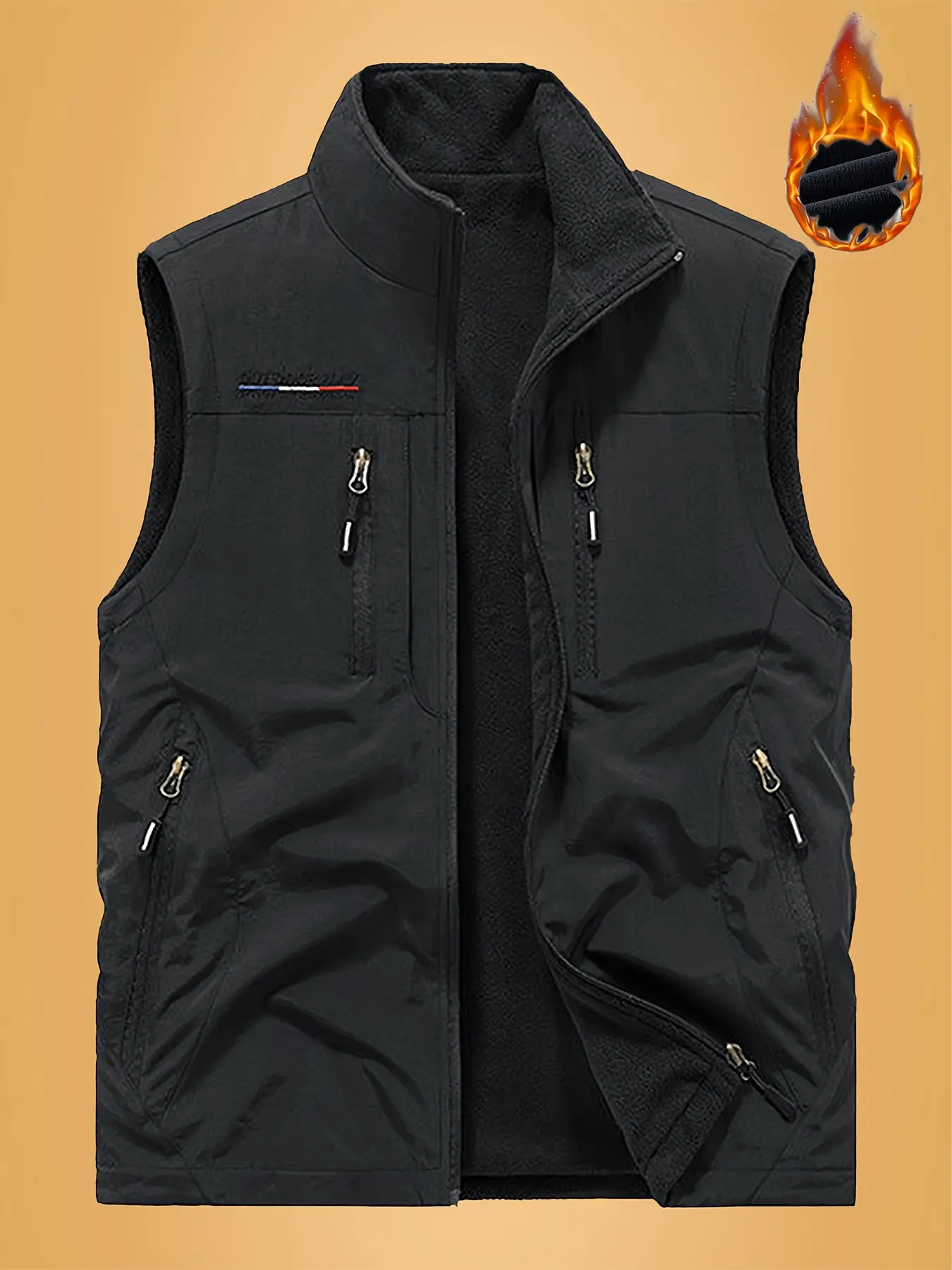 Autumn Winter Men's Fleece Lined Warm Vest, Unisex Double-Sided Wearable Work Vest, Casual Sleeveless Jacket with Multi Pockets, Ideal for Hiking, Photography & Fishing, Gift for Him