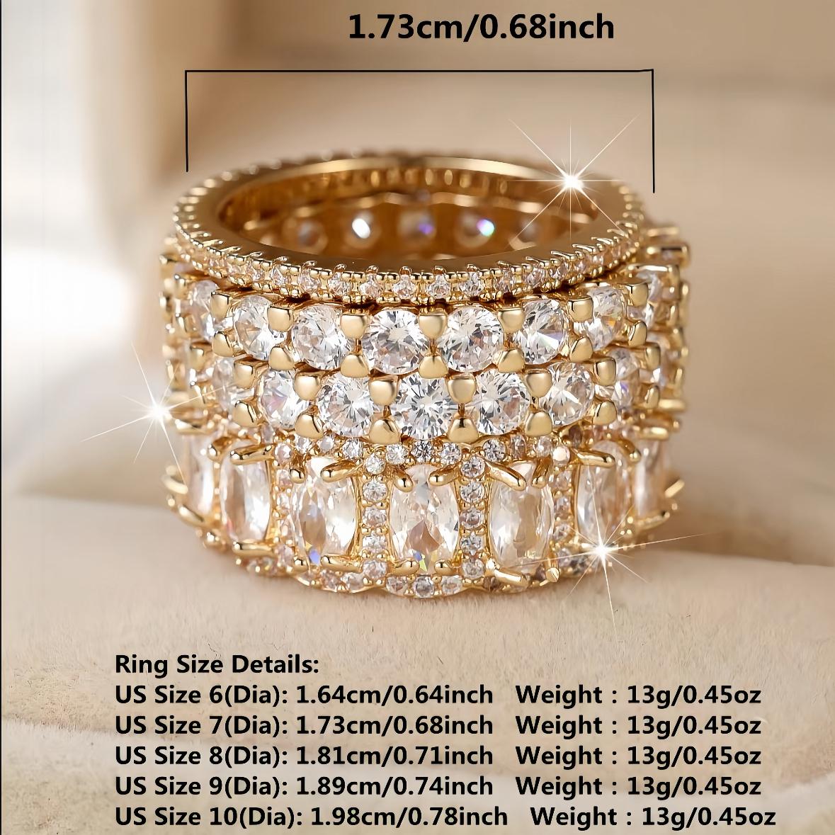S925 Sterling Silver 10.0ct Cushion Cut 4PCS Stackable Wedding Band Ring Set, No Tarnish Full Eternity Churumbela Jewelry Set for Travel, Daily