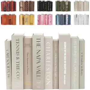 9 faux books, neutral — decorative box with hidden storage, neutral home accessory, bookshelf accent, coffee table book, home staging accessory, paper-wrapped books