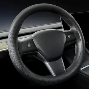 Nappa Leather car Steering Wheel Cover, Suitable for Tesla Model 3 / Tesla Model Y Steering Wheel Cover