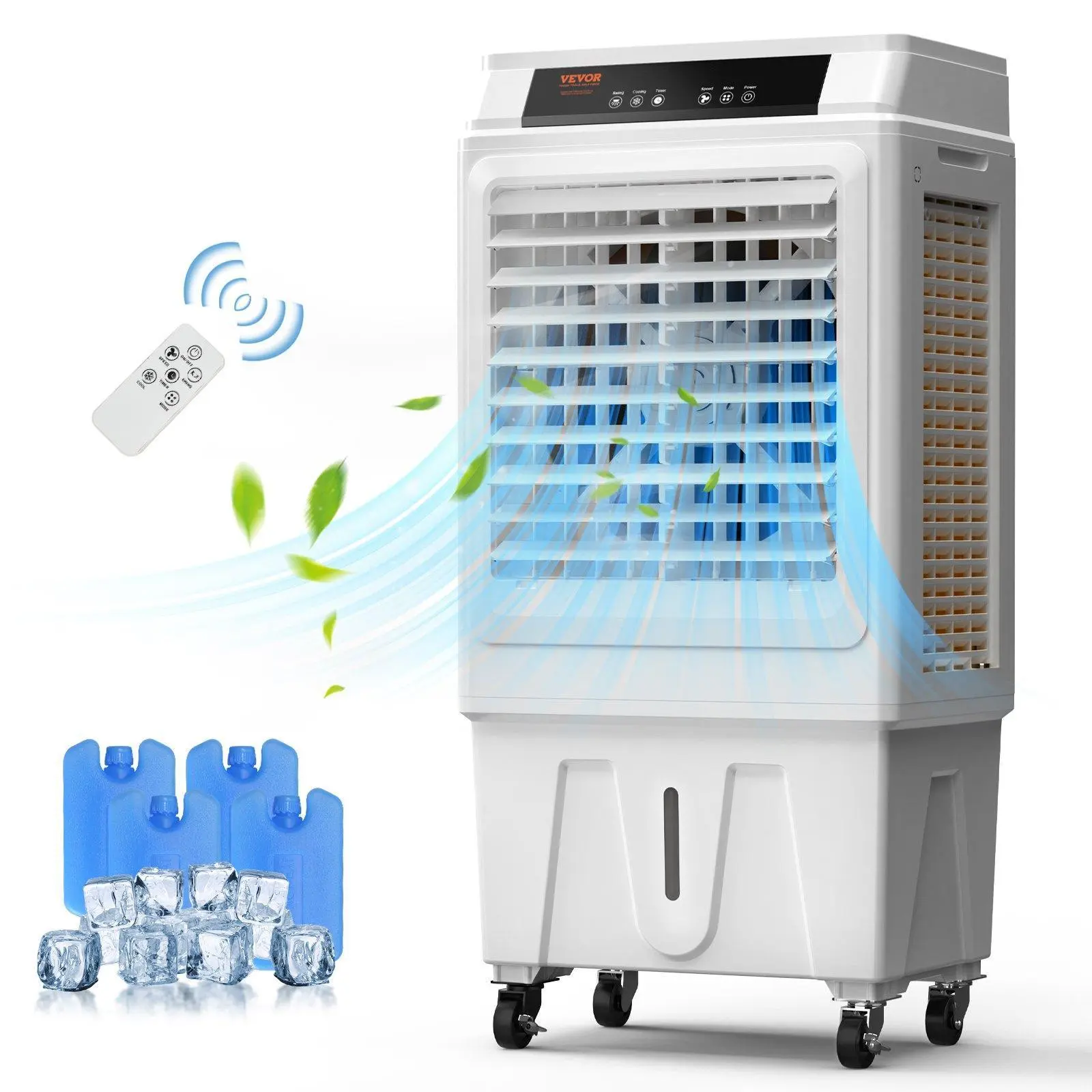 【fathersdaygift】VEVOR Evaporative Air Cooler, 3100 CFM, 135° Oscillating Swamp Cooler with Adjustable 3 Speeds and 12 H Timer, 9 Gal Portable Air Cooler for 950 Sq.ft, Indoor/Outdoor Use