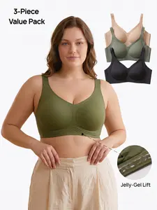 3PCS Full Coverage Support Bra 1XL-4XL| Plus Size Wirefree Smoothing Lift with Adjustable Cups| Anti-Slip Silicone Band & 4-Row 4-Hook Back Closure for Secure All-Day Fit