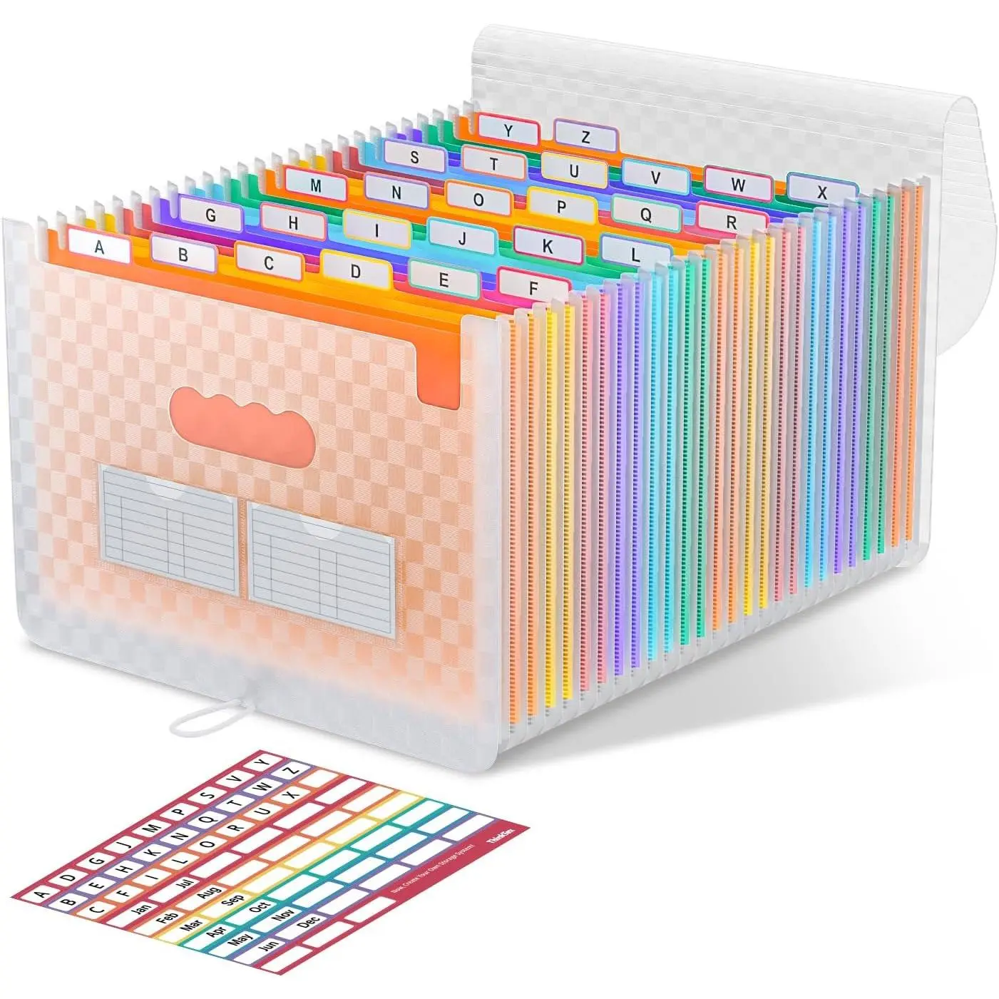 26 Pockets Expanding File Folders, Accordion File Organizer with Expandable Cover, Monthly Bill Receipt Documents Organizer, A-Z Colorful Tabs, Letter/A4 Size -Orange