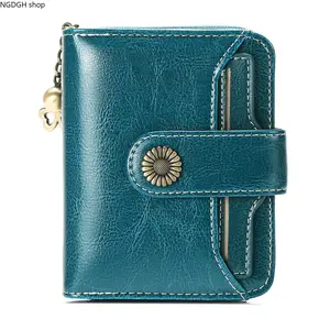 Vintage Red Leather Short Wallet with Daisy Snap & Zipper, Compact & Multi-Card Slots, Perfect for Everyday Use, Elevating Your Style with Cozy, Retro Cottagecore Vibes