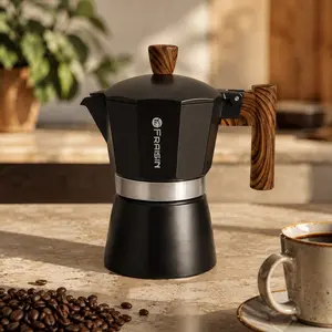 Fraisin Stovetop Espresso Maker Moka Pot, Cuban Coffee Maker Stove top coffee maker Moka Italian Espresso Greca Coffee Maker Brewer Percolator, Multiple size - Black