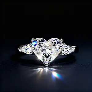 Zircon heart-shaped teardrop ring, exuding a princess/queen aura, perfect for weddings and engagements, and a great gift for your girlfriend at a party.