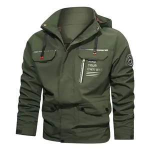Men's Outdoor Casual Shell Jacket Sports Hooded Fleece Jacket Coat