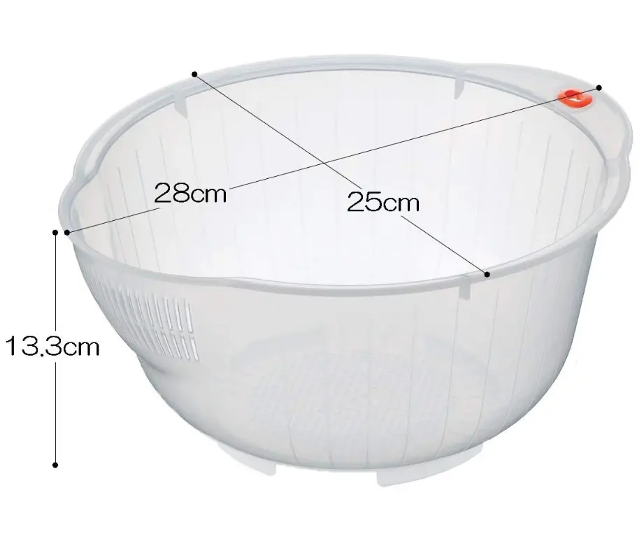 Plastic Japanese Rice Washing Bowl with Side and Bottom Drainers