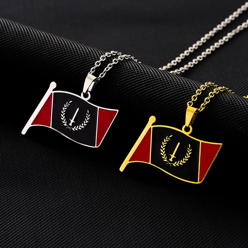 American black flag pendant necklace male and female couples versatile sweater chain accessories world necklace map necklace Fashion Jewelry Party