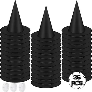 12 PCS Halloween Witch Hats, Black Hanging Witch Hat, Witch Costume Accessories Witches Hats with 328 FT Nylon Cord Wizard Hats Indoor Outdoor Halloween Decorations for Home Yard Porch Ceiling,