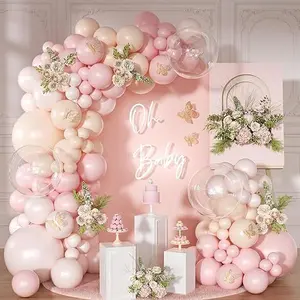 Pink Balloon Arch Kit 126 Pcs Pink White Balloon Arch Garland Kit Include Light Pink Macaron Pink Sand White Balloons for Wedding Birthday Baby Shower Gender Reveal Decorations