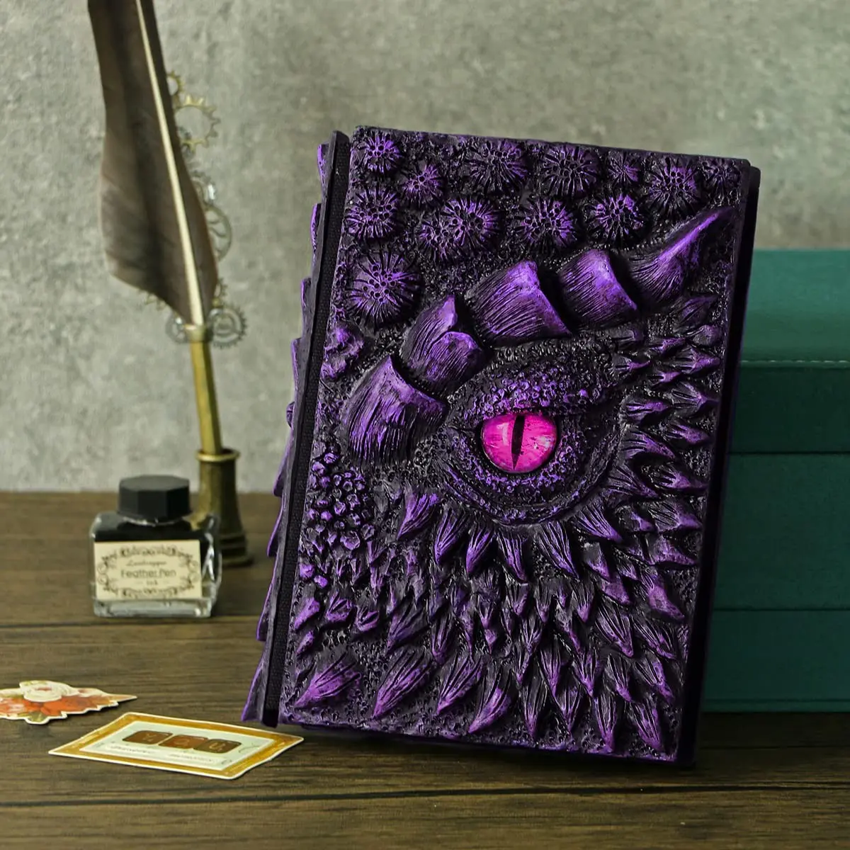 Dragon Eye Embossed Resin Notebook A5, Decorative Notebook, Embossed Journal, 3D Dragon Hardcover Embossed, AntiqueHandmade Dragon Eye A5 Blank Craft WritingSketch Notebook, Home Ornament Decoration, Hardcover Sketchbook, Art Journal