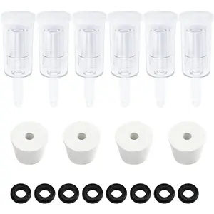 6 Packs 3 Piece Airlocks for Fermenting with #6 Stoppers and Grommets, Air Lock for Beer Wine Making, Home Brew Bubble Airlock for Fermentation Carboy (6 Airlock+4 Bung+8 Grommet Set)