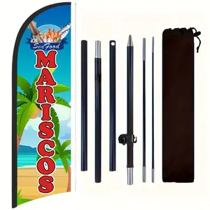 Mariscos Shop Flag, Mariscos Flag Used In Mariscos  Shop,Polyester Advertising Flag for Mariscos Shop, with Flag Pole and Ground Stake, Mariscos  shop sign, Mariscos  banner decoration flag, Mariscos  outdoor advertising promotion, Yard Sign Banner