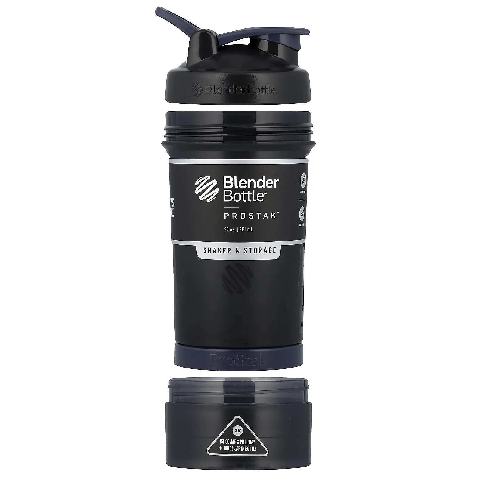 Blender Bottle ProStak™, Shaker & Storage, FC Black, 22 oz (651 ml)