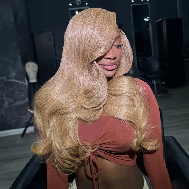 13X6 Hd Transparent Lace Frontal Body Wave Wig Upgrades Ash Blonde Color Human Hair Wigs With Natural Hairline Can Be Restyled For Woman Girls 200 Density