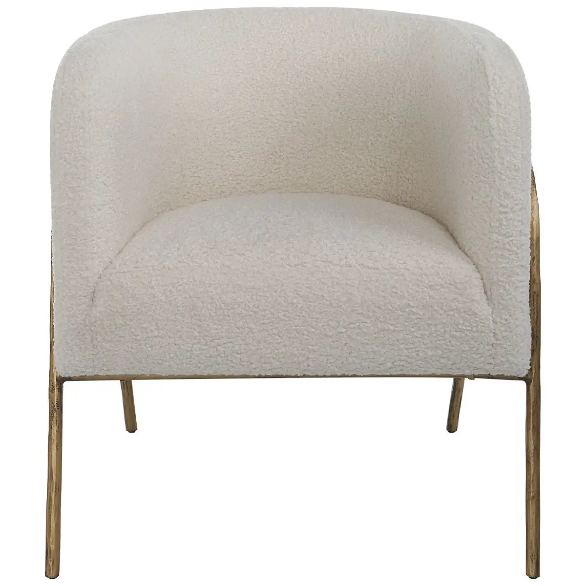 Jacobsen Gold Furry Barrel Chair - Scandinavian Style Indoor Furniture with Chiseled Frame, Curved Back, 19" Seat Height, 27 W x 29 H x 27 D (in)