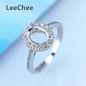 Fixed Ring Settings for Women Handmade Jewelry Finddings for Oval Cut Gemstones 5*7/6*8/7*9/8*10MM Real 925 Sterling Silver DIY