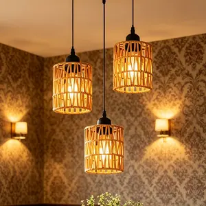 Wabi-Sabi Hemp Rope Lampshade, Vintage Hemp Lamp Cover, Farmhouse Style Lampshade for Bedroom, Kitchen Island, Bohemian Home Decor