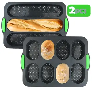 Shape Your Bread Like a Baker.Two-piece silicone baking mold set - Non-stick baking trays for French bread and hamburgers, bread trays, sandwich, baguette pans and Silicone Molds - Ideal for beginners, easy to clean