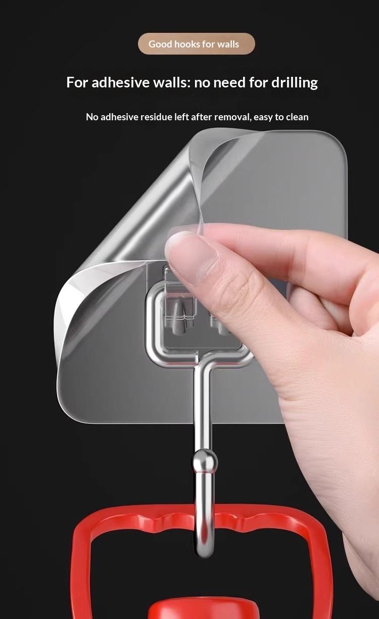 20 pieces per packStrong Adhesive Plastic Hook with Metal Durability – Gold Square Design for Bathroom, Kitchen, and Home Use