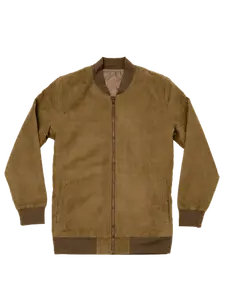 Olive Microfiber Suede Bomber Jacket