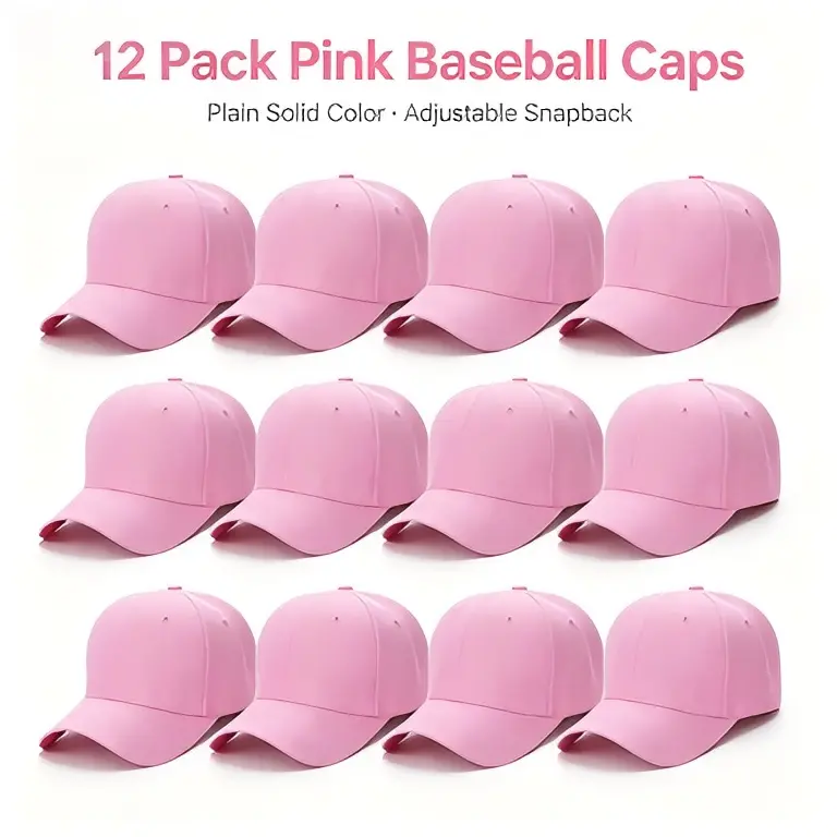 12 pieces of baseball caps, solid-color adjustable dad caps, unisex blank structure baseball caps, suitable for men's and women's outdoor sports, available for wholesale
