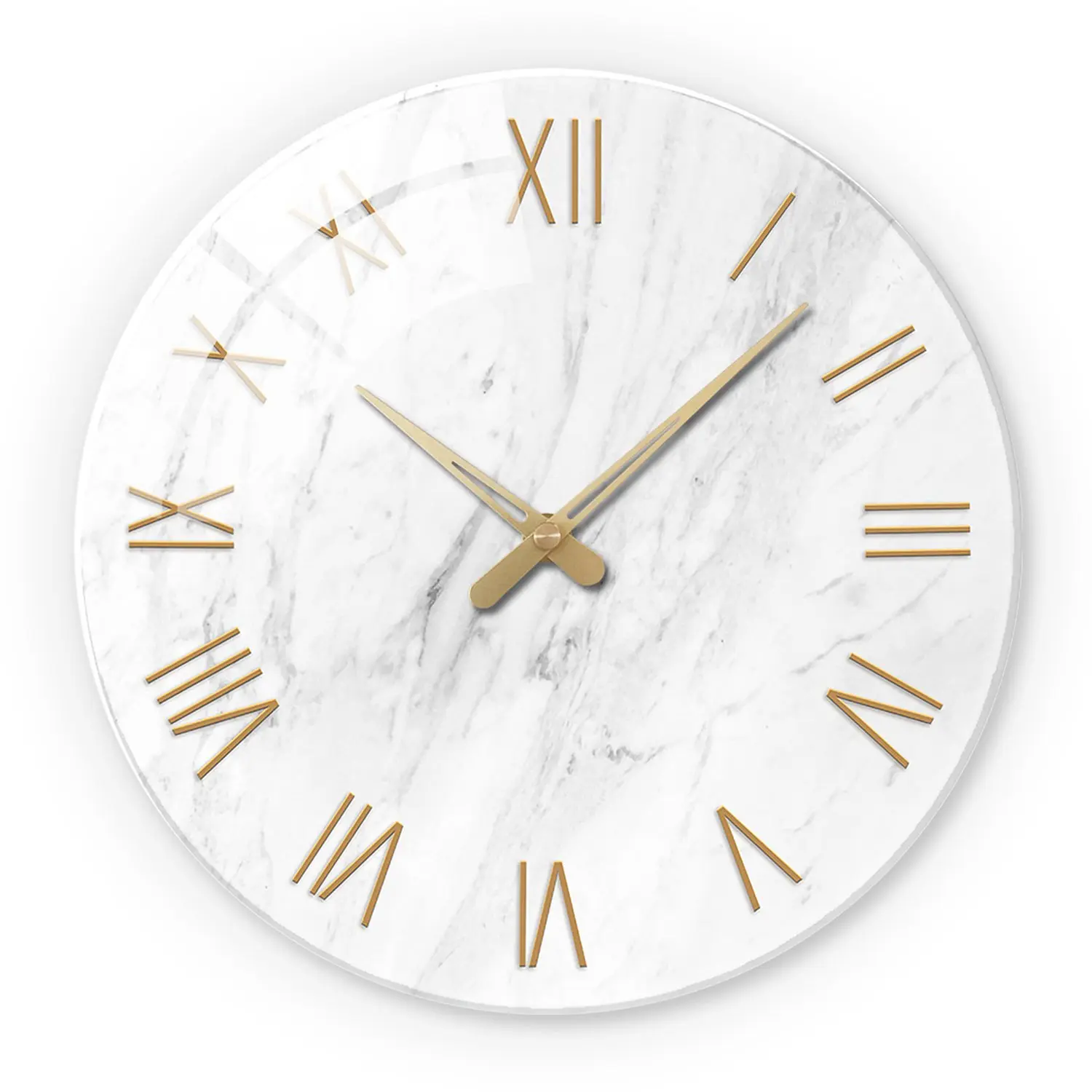 Pointer Round Silent Wall Clock with Marble Pattern, 10-14 Inch Battery Operated Decor for Living Rooms & Offices, Perfect for Valentine's Day & Festivals