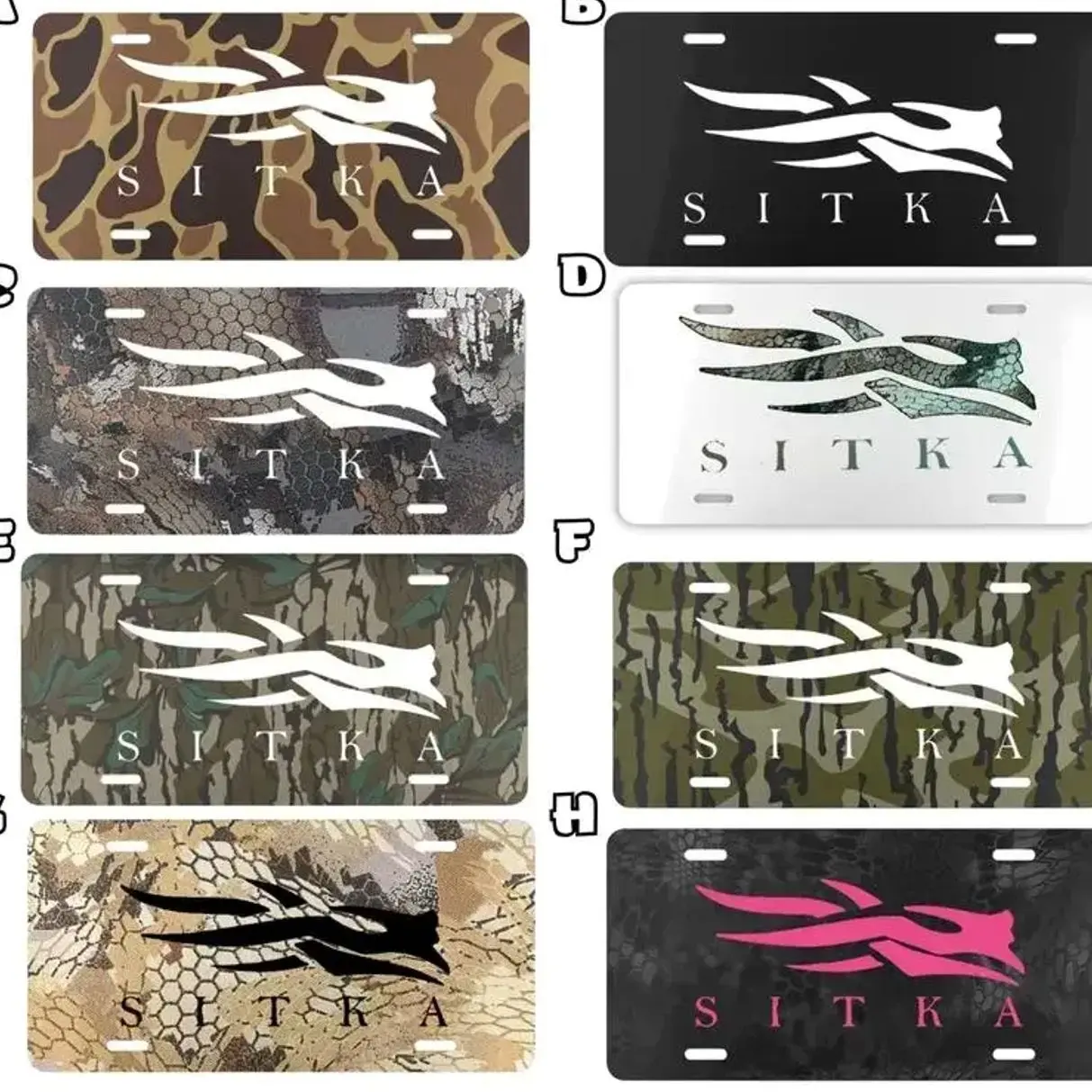 Sitka Logo Camouflage License Plate - 100% Aluminum, Standard US Size 12"x6"