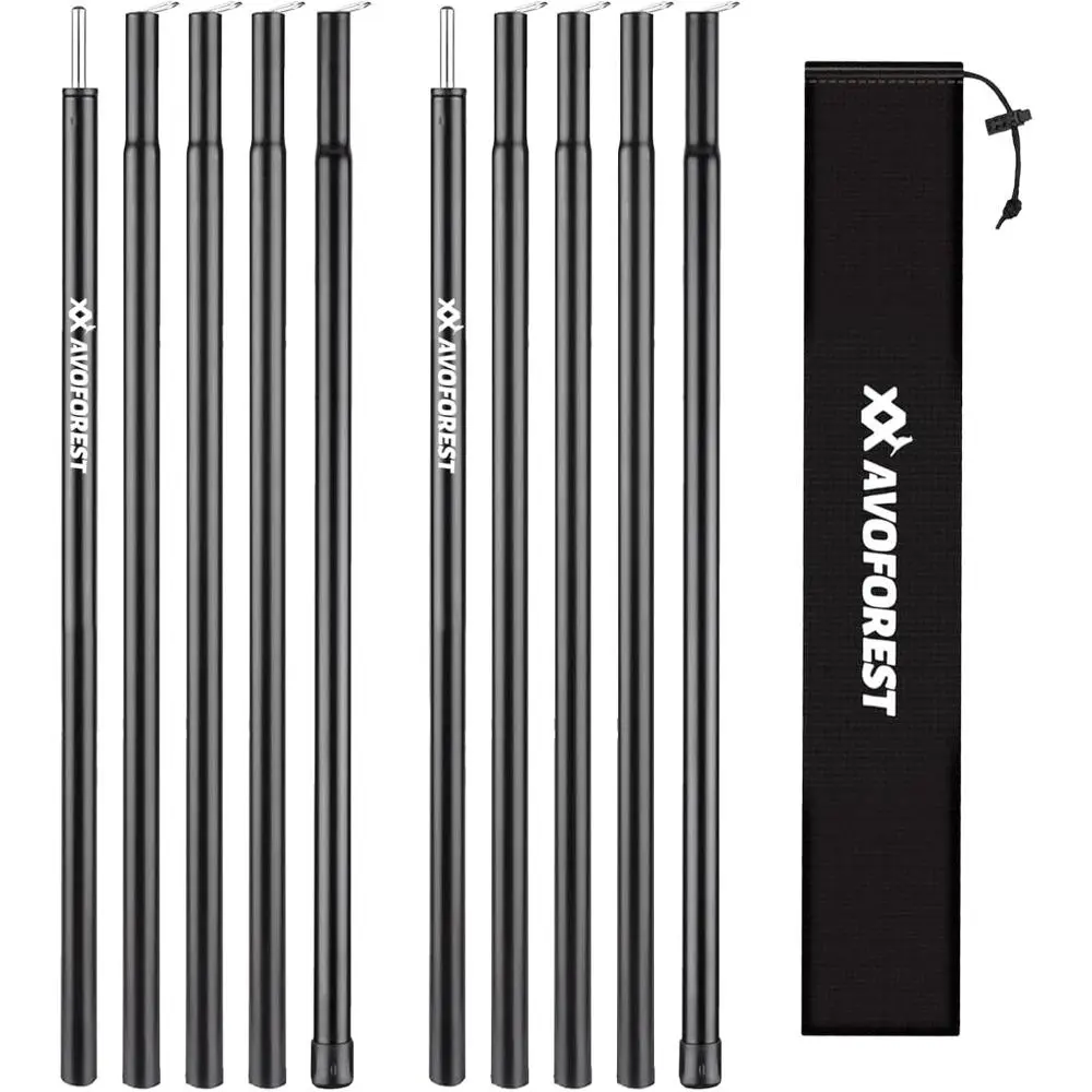Heavy Duty Adjustable Camping Tent Poles - Foldable Thick Steel 76in/90in Sets with 0.65in Diameter, Reinforced Snap, Customizable Fit for Tarp, Backpacking Hiking Awning Camping Gear