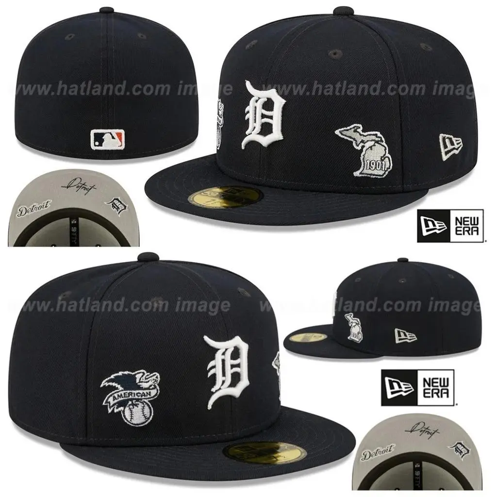 New Era Detroit Tigers 59FIFTY Fitted Cap Navy Blue Embroidered D Logo Michigan Baseball Hat Flat Brim MLB Streetwear