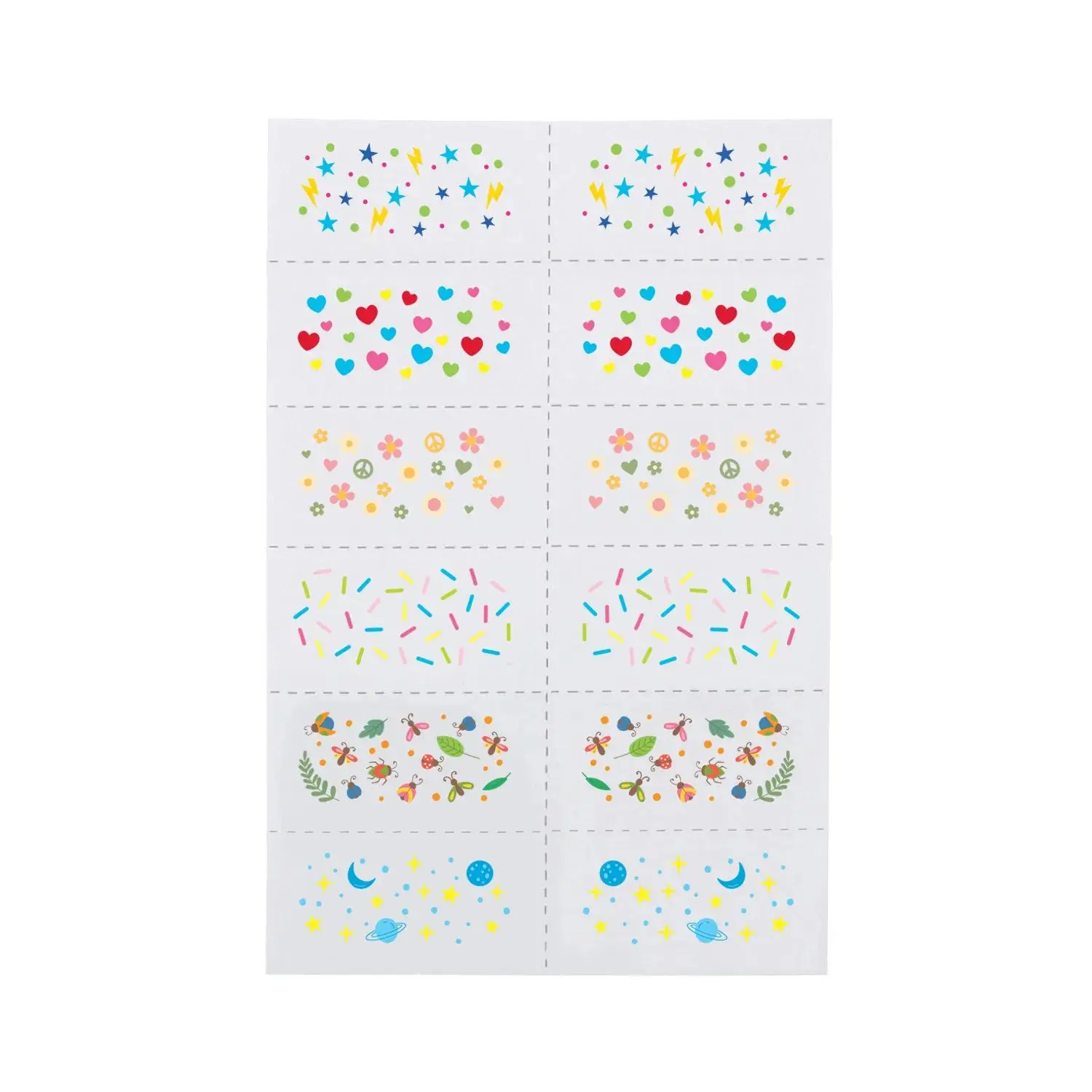 2" x 1" Bulk 72 Pc. Freckle Style Fun Shapes Temporary Tattoos