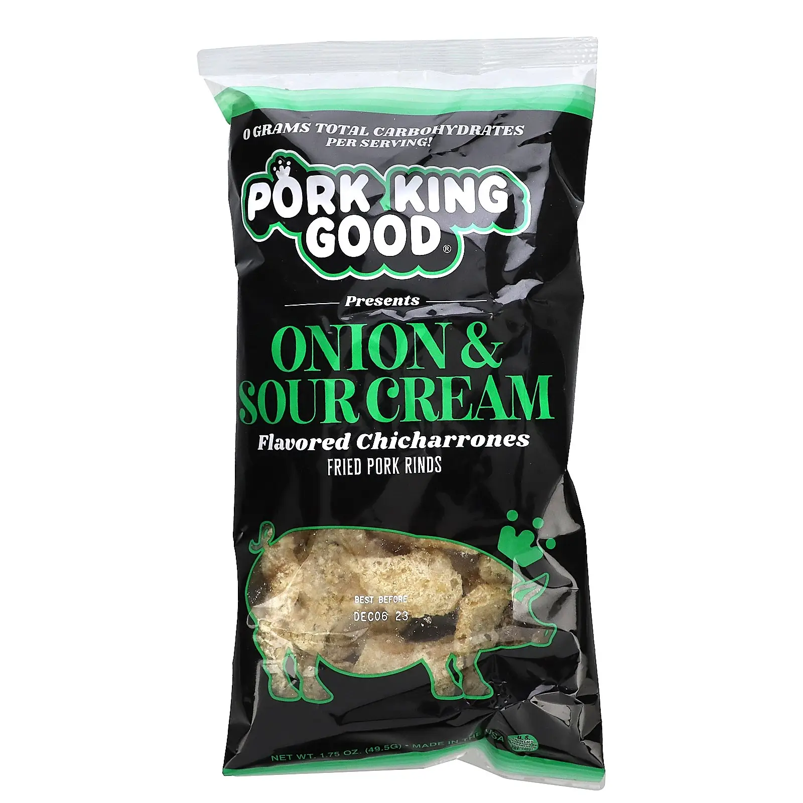 Pork King Good Flavored Chicharrones, Onion & Sour Cream, 1.75 oz (49.5 g)